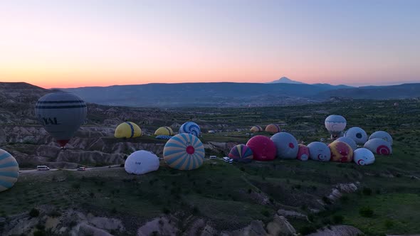 Aerial view Hot air baloons in Turkey 4 K alt