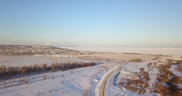 Car On Winter Country Road