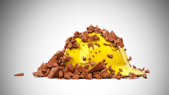 Slow-motion animation explaining the protective function of a safety helmet. HD alt