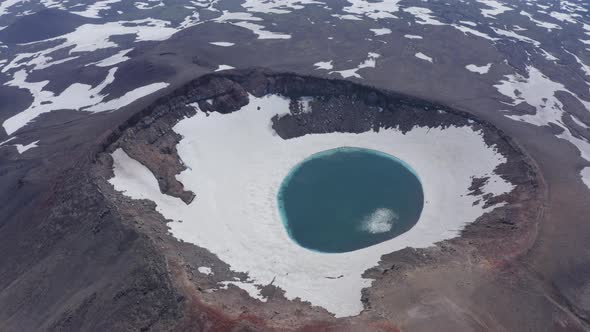 The Blue Lake in the Crater of Gorely Volcano