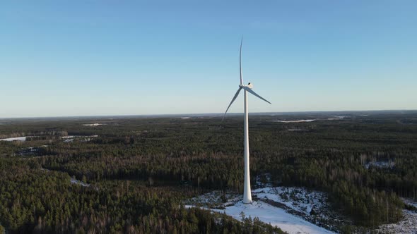 Wind Turbine in a Forest in the Winter alt