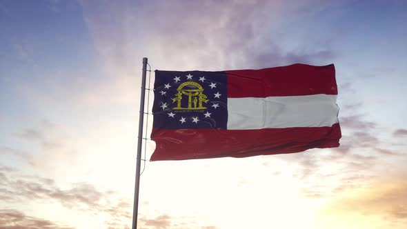 State Flag of Georgia Waving in the Wind alt