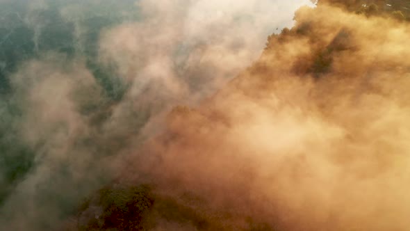 Beautiful Misty Dawn in the Spring on the River. alt