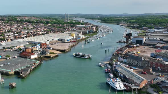 Cowes and East Cowes Town on the Isle of Wight Aerial View alt