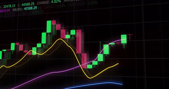 Candlestick Graph Chart With Digital Data. Display Of Stock Market Trend Of Price. 3D Render alt
