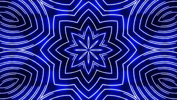 Neon glowing kaleidoscope. Looped animation