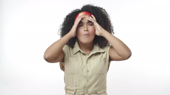 Anxious Troubled Girl Have Huge Worries Insecurities Realise Something Bad Happened Touching Head alt