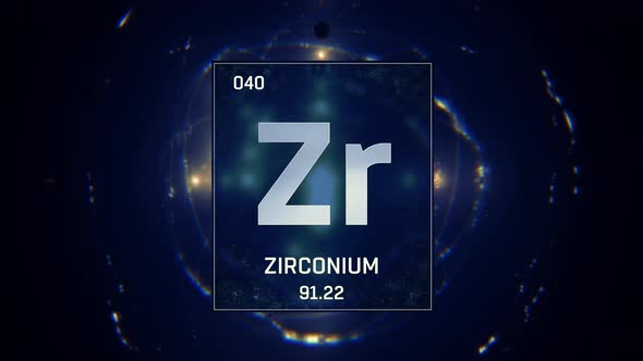 Zirconium as Element 40 of the Periodic Table on Blue Background
