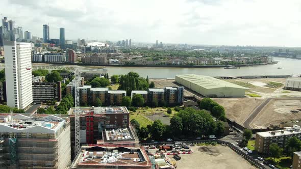 Aerial shot of Construction site and Buildings alt