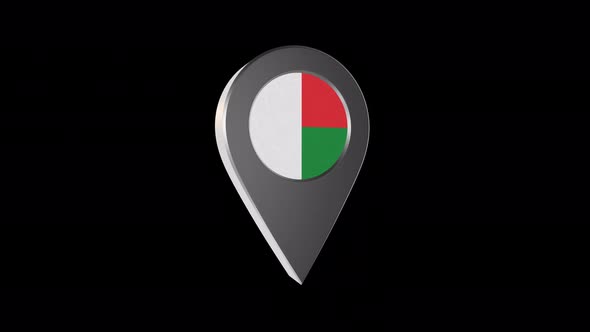 3d Animation Map Navigation Pointer With Madagascar Flag With Alpha Channel - 4K alt