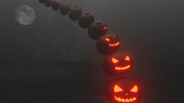 Halloween Pumpkin Spooky Scene Looped