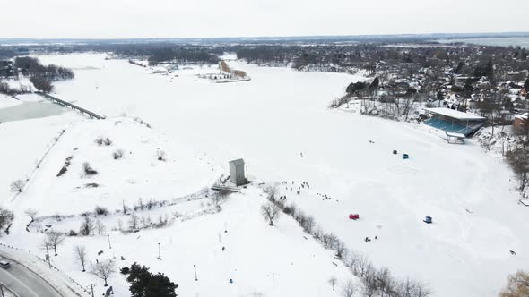 Neighborhood of Port Dalhousie Ontario aerial during winters alt