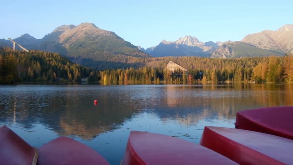 Picturesque Autumn View of Lake Strbske Pleso in High Tatras National Park