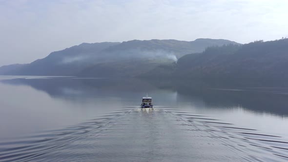 Nessie Tour Boat on Loch Ness Near Fort Augustus in Scotland alt