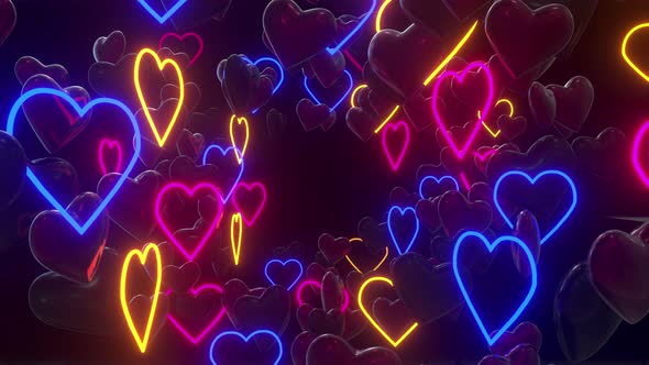 Valentine Heart Neon 02 4k