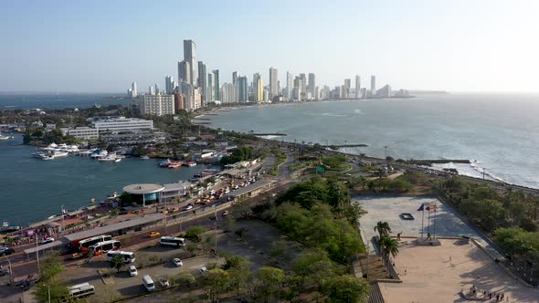 Aerial View of the Bocagrande District in Cartagena Colombia