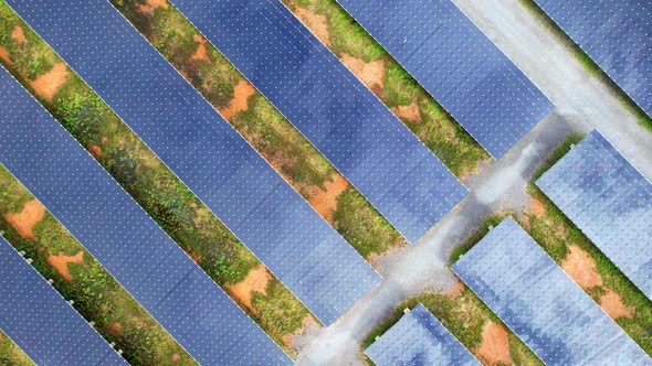 Top view of a solar power station. drone footage. 4k alt