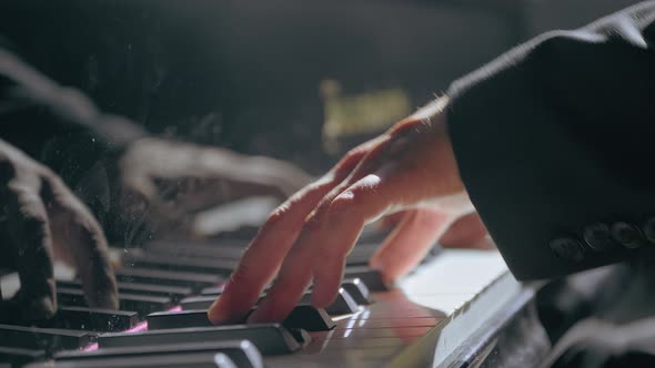 Closeup of Professional Pianist Play the Piano