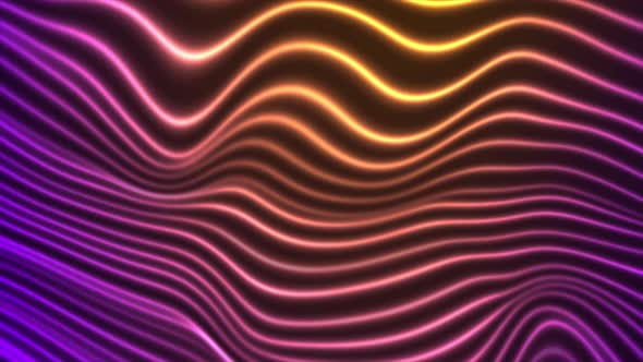 Violet Yellow Glowing Neon Curved Waves