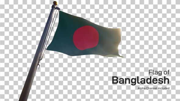 Bangladesh Flag on a Flagpole with Alpha-Channel alt