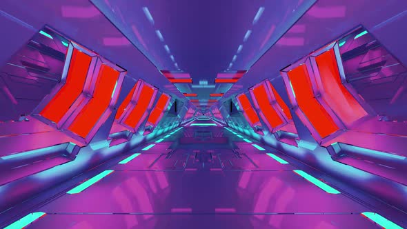 A 3D Illustration of  FHD 60FPS Colorful Sci Fi Tunnel
