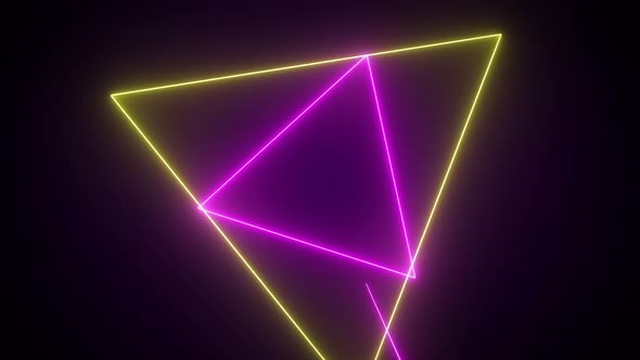 Abstract Glowing Energy Neon Colorful Triangles Motion Design. Seamless Looping alt