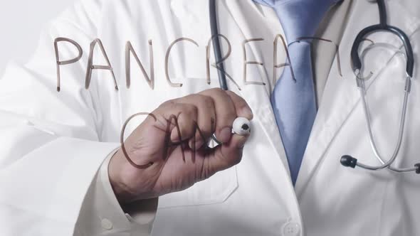 Asian Doctor Writing Pancreatic Cancer