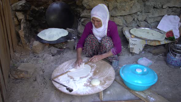 Anatolian Woman Bakes Bread