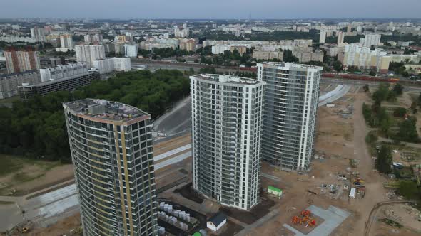 Construction site for a new city block.