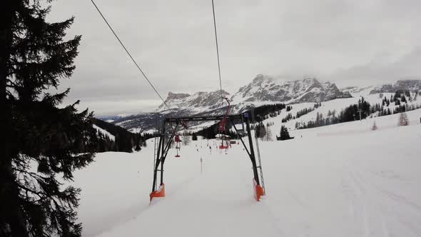 La Villa, Italy, A Ski Lift In Mountains