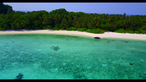 Aerial top view texture of tranquil coastline beach vacation by blue ocean and clean sandy backgroun alt