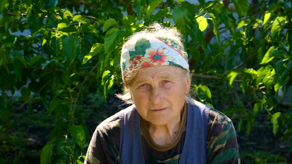 Old Woman Portrait Looks Up alt