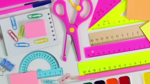 Spinning of Colorful School Stationery alt