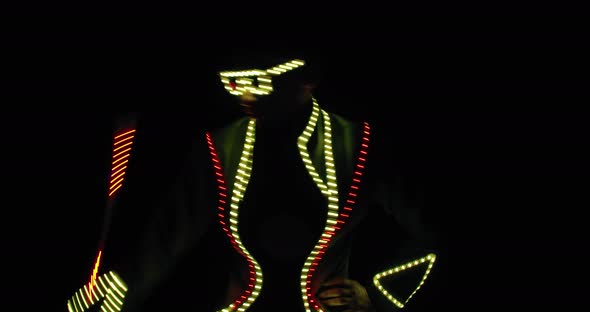 Amazing Colorful Light Show in the Nightclub, Performing on Stage, Glow,  alt