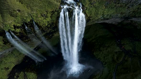 Aerial Above The Exotic Waterfall Current