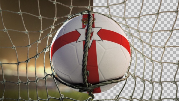 Soccer Ball Scoring Goal Night Frontal - Northern Ireland