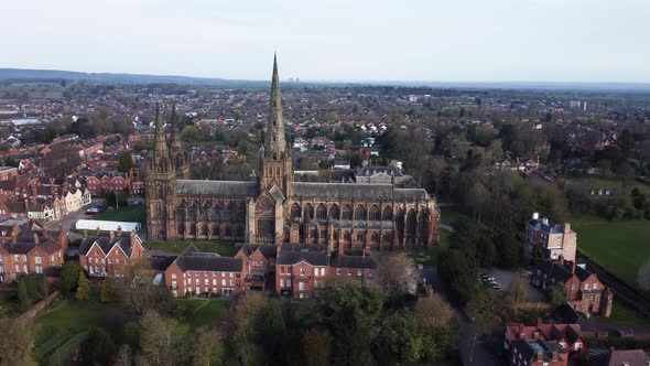 Lichfield Cathedral Aerial Rugeley Cooling Towers In Background
