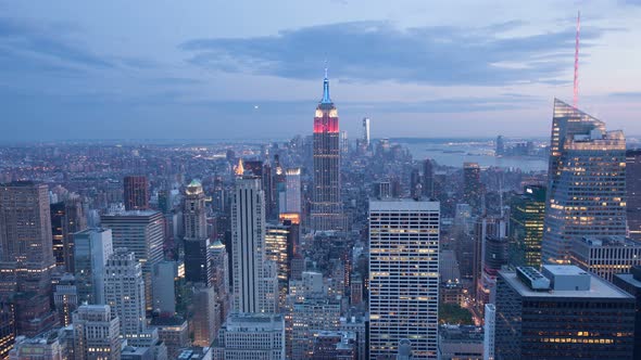 4 K Aerial Sunset Timelaspe of Manhattan Skyline - New York - Usa