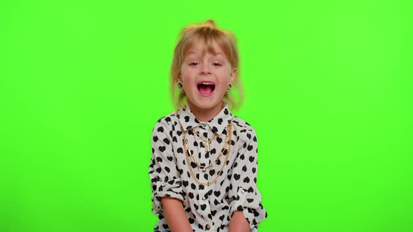 Playful Funny Crazy Kid Child Demonstrating Crazy Emotions Fooling Around Making Silly Faces Madness alt