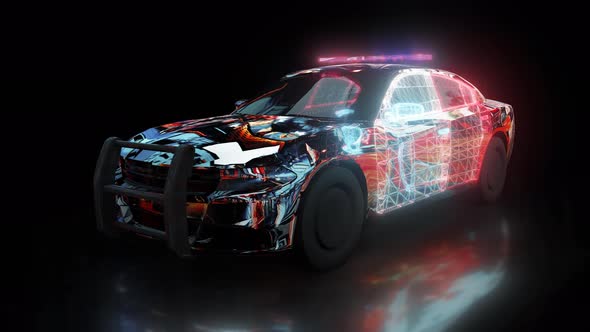 Sheriff Police Car With Blinking Blue And Red Lights 4k