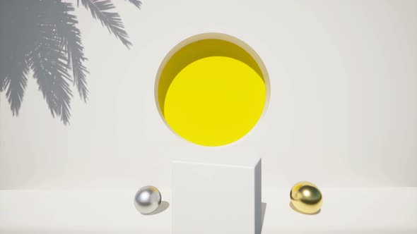 Modern Mock Up with Empty Mockup Interior Room Office Shadow on the Wall From Palm Leaves alt