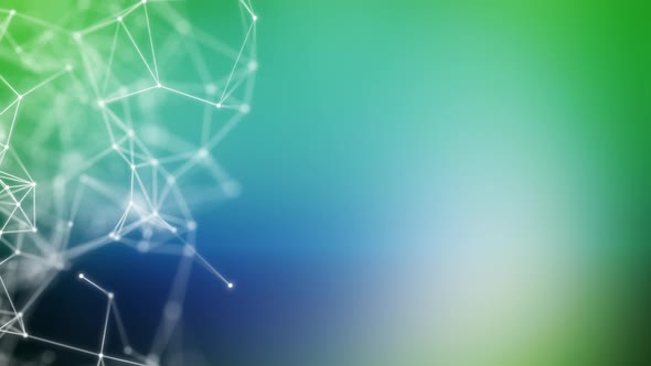 Abstract beautiful geometric background with moving lines, dots and triangles