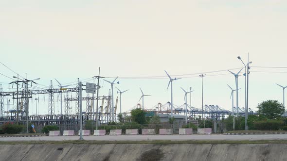 Aerial top view of container logistics shipping in Laem Chabang, Chon Buri, Thailand. alt