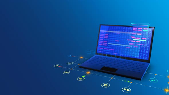 Laptop for Work Social Media Network, Modern Tech Business Life, Background alt