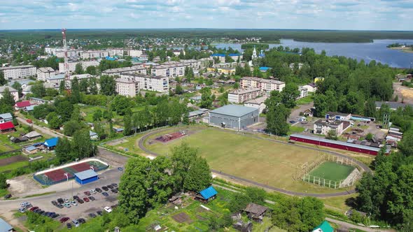 Russian Village From a Height in Flight