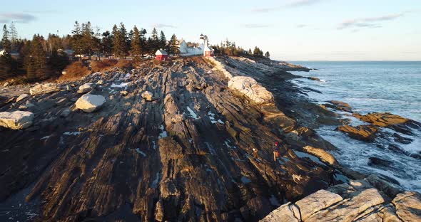 Zoom In view of the Curtis island lighthouse Camden Maine USA alt