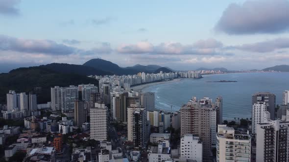 Aerial View of Skyscrapers Tropical Beach in Brazil at the Sunset