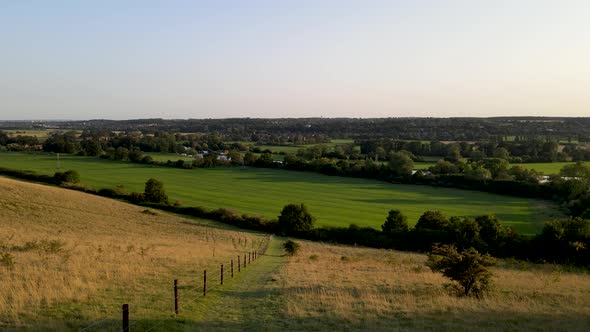 English countryside of Berkshire county in UK. Aerial forward alt