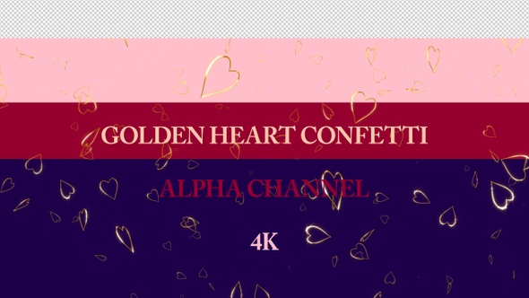 Golden Heart Confetti Alpha Channel