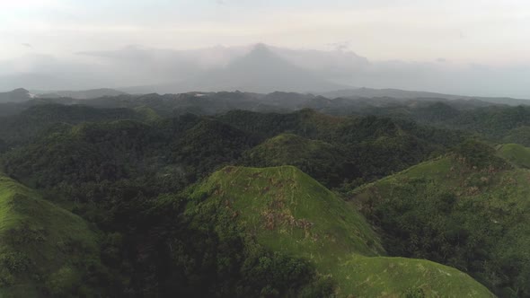 Asia Rainforest Hills Aerial Mayon Volcano at Legazpi Town Philippines